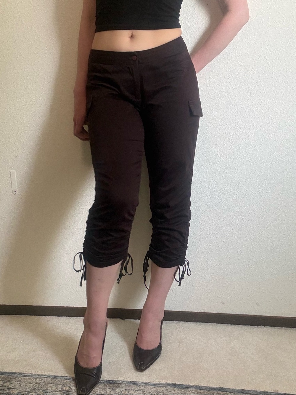Vintage Silvergate Cinch Hem Fitted Capris Y2K Coquette Euro Summer - Picture 3 of 9